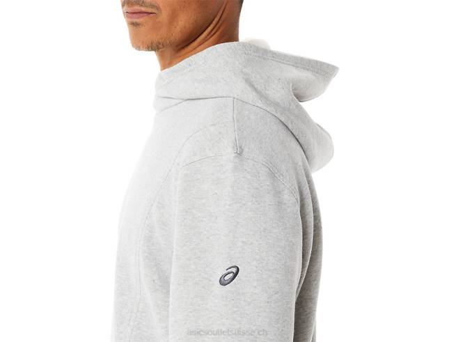 sweat à capuche polaire dimanche pour homme gris clair chiné Asics L6N0K54