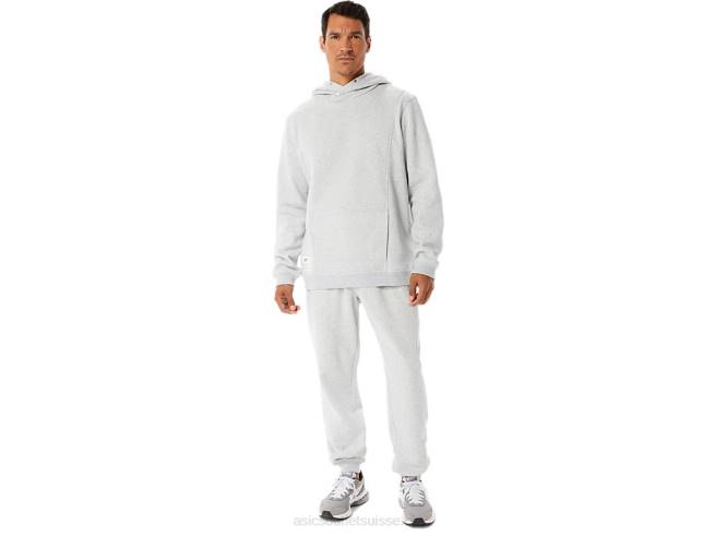 sweat à capuche polaire dimanche pour homme gris clair chiné Asics L6N0K54