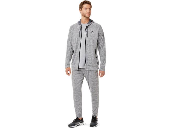 sweat à capuche technique entièrement zippé pour hommes transporteur gris chiné Asics L6N0K1907