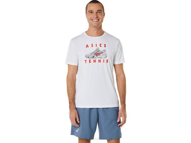 escarpins pour hommes t-shirt graphique blanc brillant Asics L6N0K534