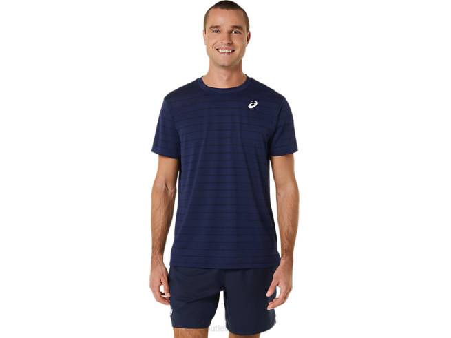 haut court rayé à manches courtes pour hommes minuit Asics L6N0K443