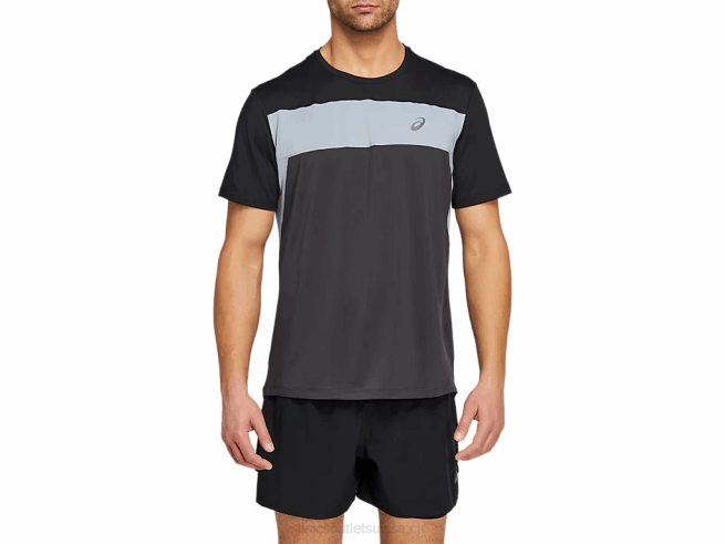 haut de course à manches courtes pour hommes gris graphite/noir performance Asics L6N0K2052