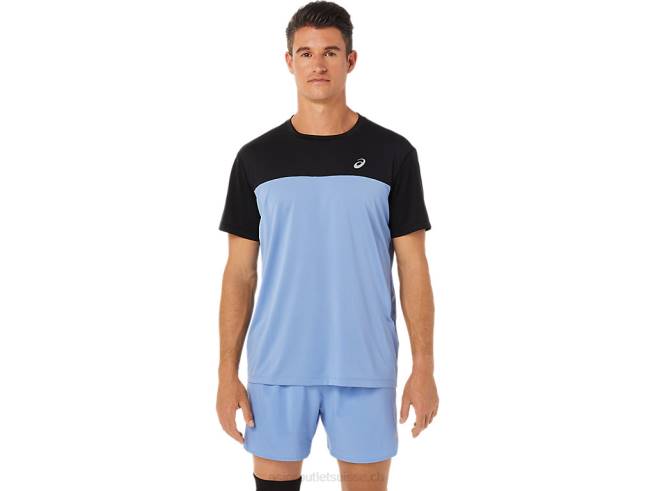 haut de course à manches courtes pour hommes performance harmonie noir/bleu Asics L6N0K1320