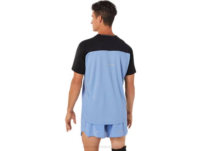 haut de course à manches courtes pour hommes performance harmonie noir/bleu Asics L6N0K1320