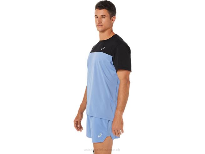 haut de course à manches courtes pour hommes performance harmonie noir/bleu Asics L6N0K1320