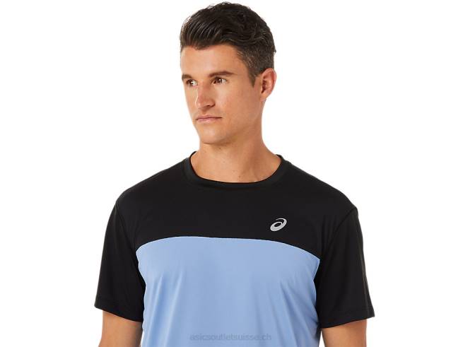 haut de course à manches courtes pour hommes performance harmonie noir/bleu Asics L6N0K1320
