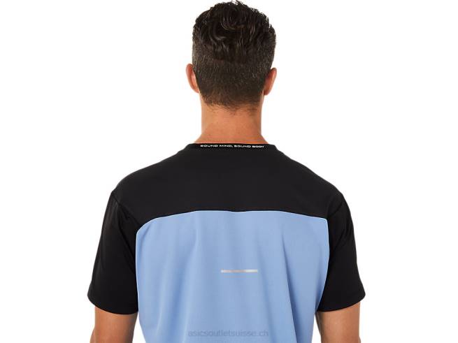haut de course à manches courtes pour hommes performance harmonie noir/bleu Asics L6N0K1320