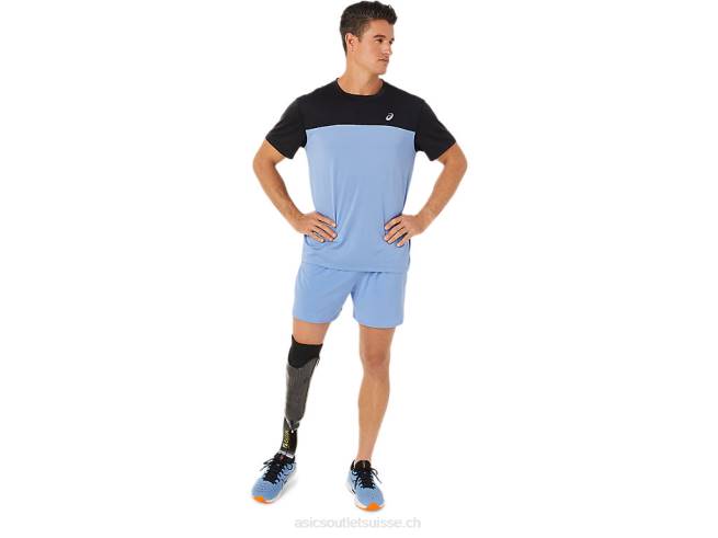 haut de course à manches courtes pour hommes performance harmonie noir/bleu Asics L6N0K1320