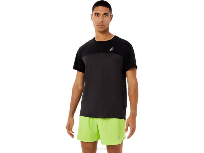 haut de course à manches courtes pour hommes performance noir/gris graphite Asics L6N0K1396