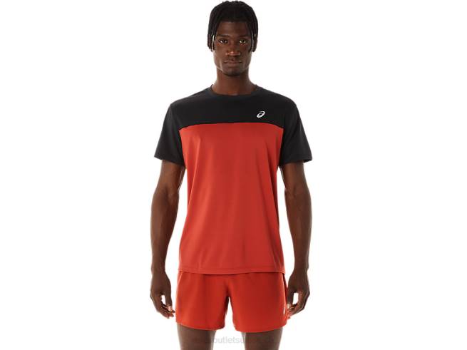 haut de course à manches courtes pour hommes performance noir/épice latte Asics L6N0K272