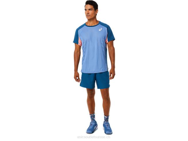 haut de match à manches courtes pour hommes indigo clair Asics L6N0K1509