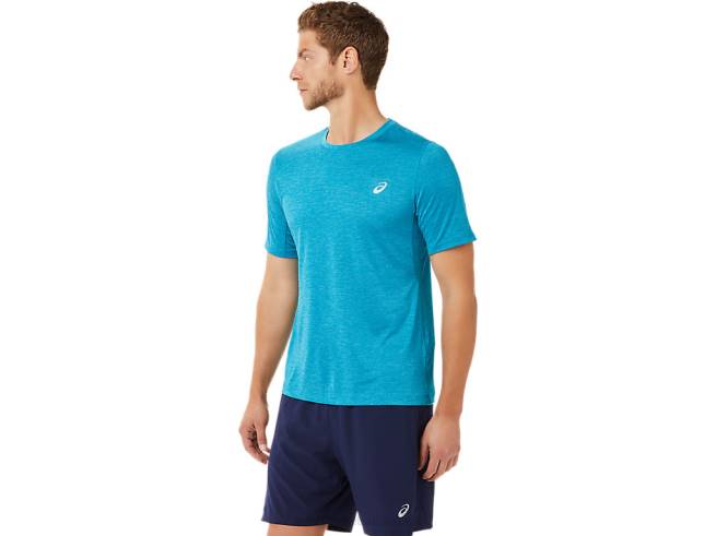 haut de performance à manches courtes pour hommes bleu sarcelle Asics L6N0K2037