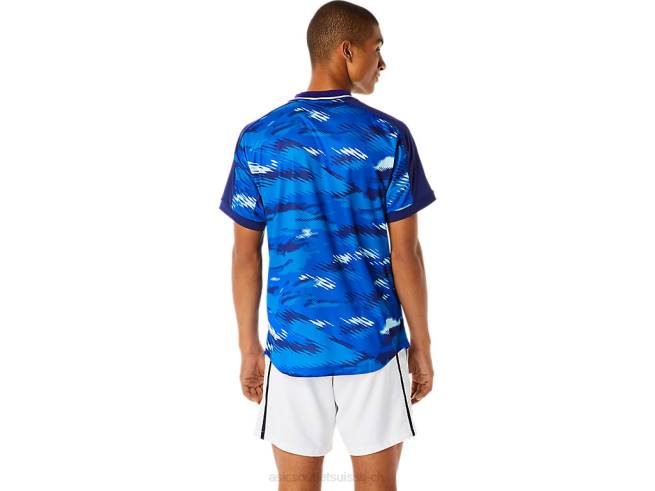haut graphique à manches courtes pour hommes bleu de plongée Asics L6N0K1076