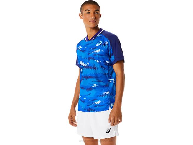 haut graphique à manches courtes pour hommes bleu de plongée Asics L6N0K1076