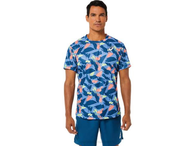 haut graphique à manches courtes pour hommes indigo clair Asics L6N0K1506