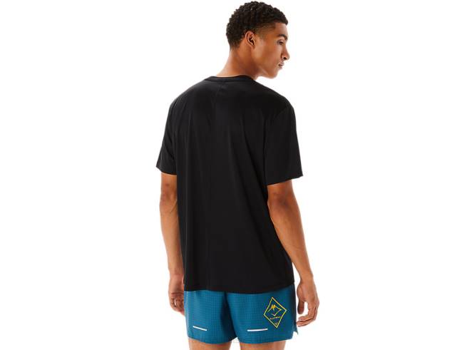 haut à manches courtes avec logo fujitrail pour hommes performance noir Asics L6N0K526