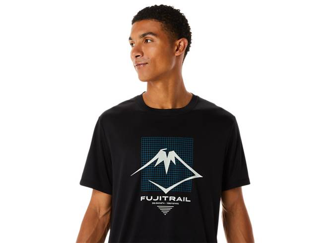 haut à manches courtes avec logo fujitrail pour hommes performance noir Asics L6N0K526