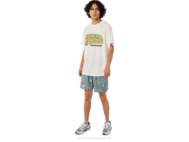 haut à manches courtes avec poche crème Asics L6N0K1405