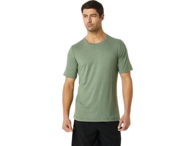 haut technique hthr à manches courtes pour hommes vert lichen bruyère Asics L6N0K1442