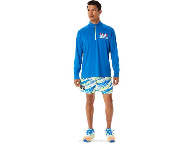 lam demi-zippée prête à l'emploi pour hommes route du lac/vert de danger Asics L6N0K1339