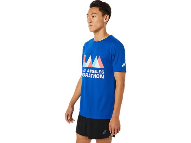 manches courtes la marathon pour hommes bleu Asics L6N0K1622