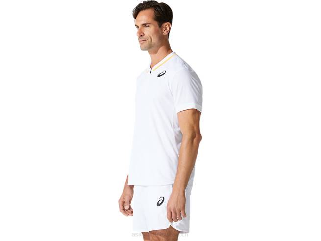 polo de match homme blanc brillant Asics L6N0K2000