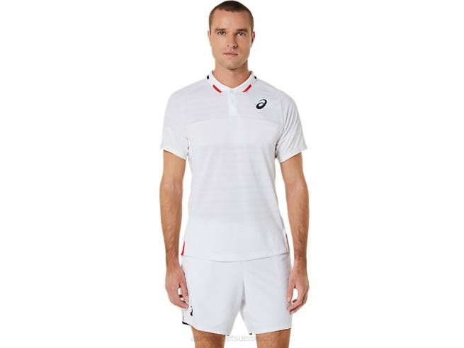polo de match homme blanc brillant Asics L6N0K324