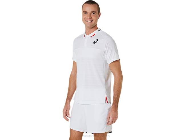 polo de match homme blanc brillant Asics L6N0K324