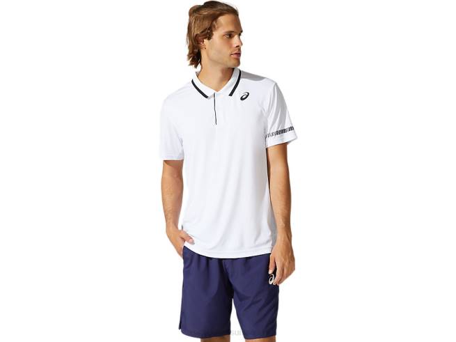 polo homme blanc brillant Asics L6N0K1965