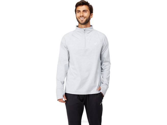quart de zip thermopolis homme gris clair chiné Asics L6N0K1633