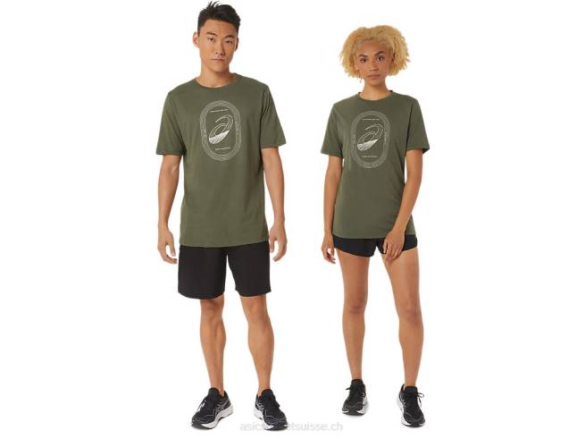spirale un tee d'athlétisme toile olive Asics L6N0K1267