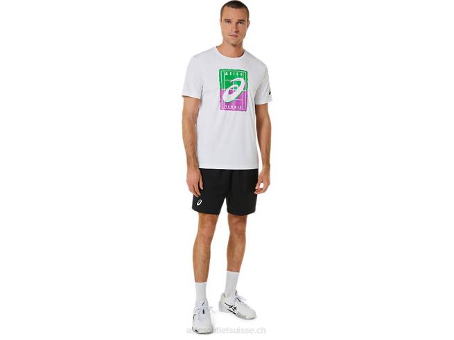 t-shirt graphique court gs pour hommes blanc brillant Asics L6N0K525