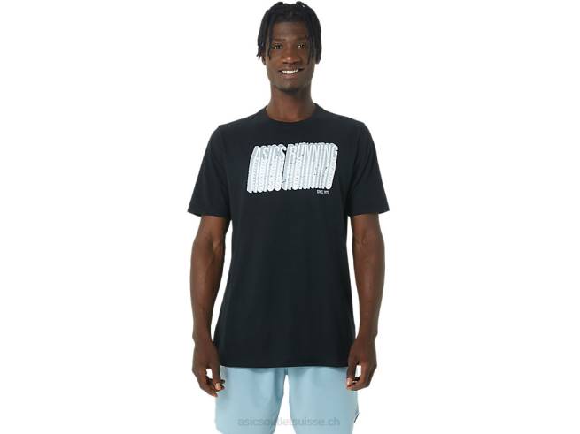 t-shirt long à logo abstrait performance noir Asics L6N0K795