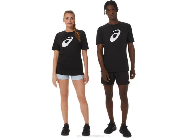 t-shirt pinceau à manches courtes performance noir Asics L6N0K2075