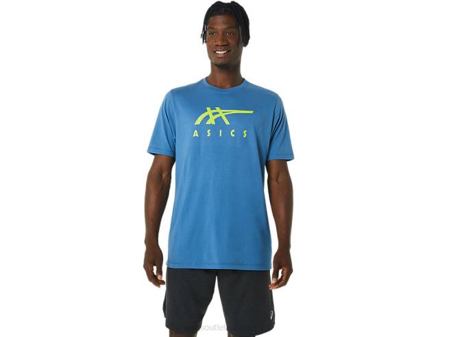 t-shirt rayé à manches courtes Azur Asics L6N0K1085