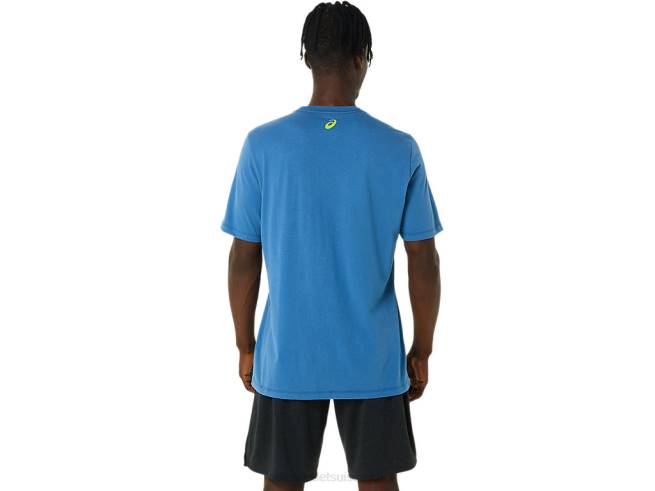 t-shirt rayé à manches courtes Azur Asics L6N0K1085