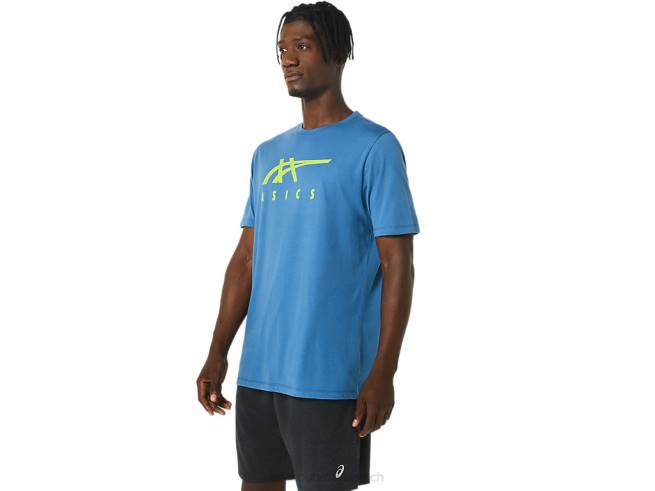 t-shirt rayé à manches courtes Azur Asics L6N0K1085