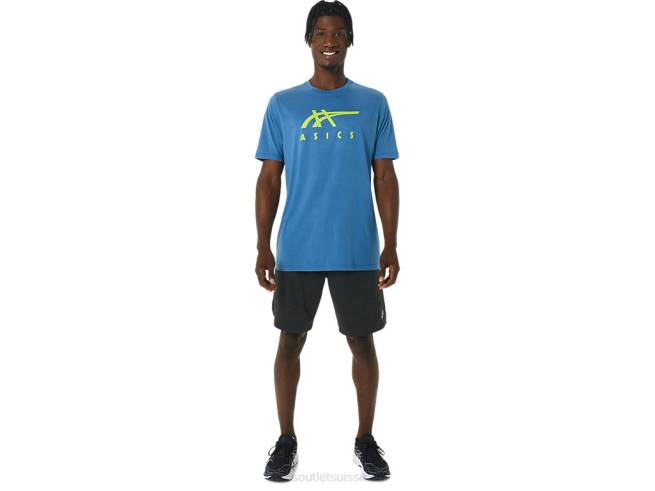 t-shirt rayé à manches courtes Azur Asics L6N0K1085