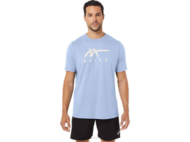 t-shirt rayé à manches courtes ciel doux Asics L6N0K28