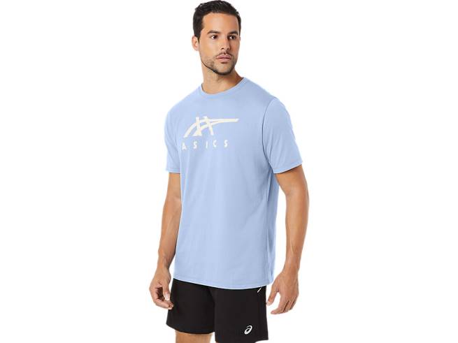 t-shirt rayé à manches courtes ciel doux Asics L6N0K28