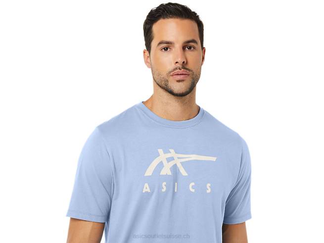 t-shirt rayé à manches courtes ciel doux Asics L6N0K28