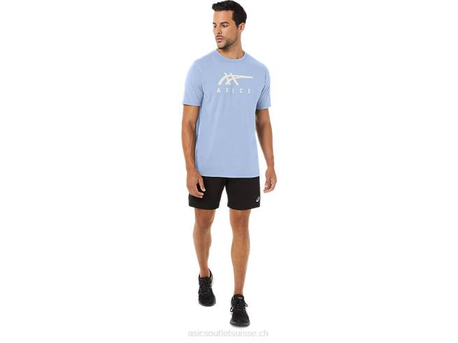 t-shirt rayé à manches courtes ciel doux Asics L6N0K28