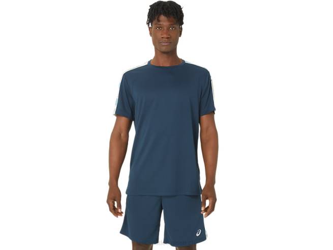 top à manches courtes bleu français/teinte polaire Asics L6N0K66