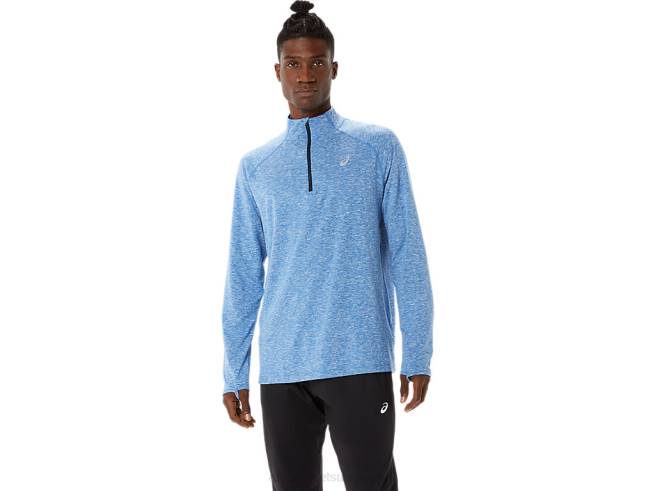 train homme sana 1/2 zip lake drive chiné/bleu français Asics L6N0K1470