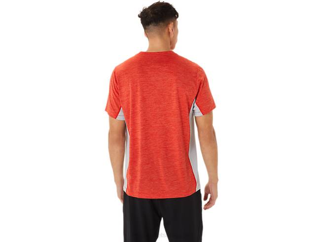 train sana à manches courtes pour hommes rouge feu/gris piémont Asics L6N0K1357