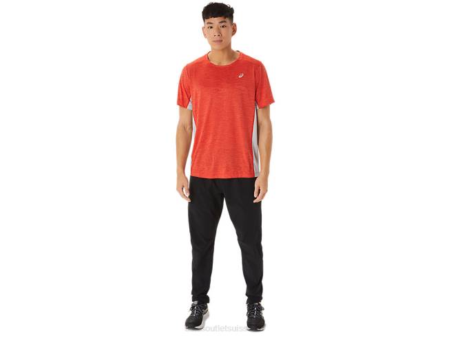 train sana à manches courtes pour hommes rouge feu/gris piémont Asics L6N0K1357