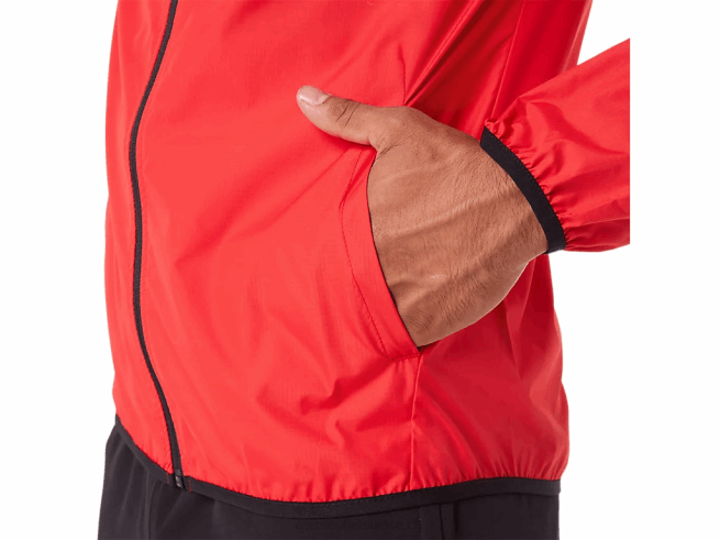 veste compressible pour hommes rouge électrique/noir Asics L6N0K1822