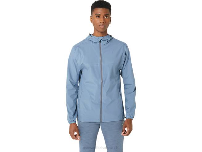 veste imperméable homme bleu acier/gris porteur Asics L6N0K214
